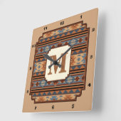 Adobe Grey Brown Tribal Patroon (Zuidwest-ontwerp) Vierkante Klok (Hoek)