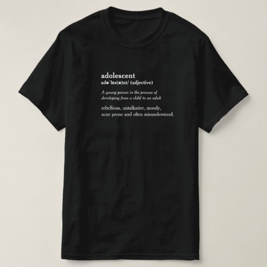 Adolescent dictionary definition aangepast aan T-s T-shirt (Design voorkant)