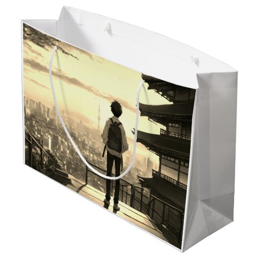 adolescent école découvrant sac cadeau (Dos Angle)