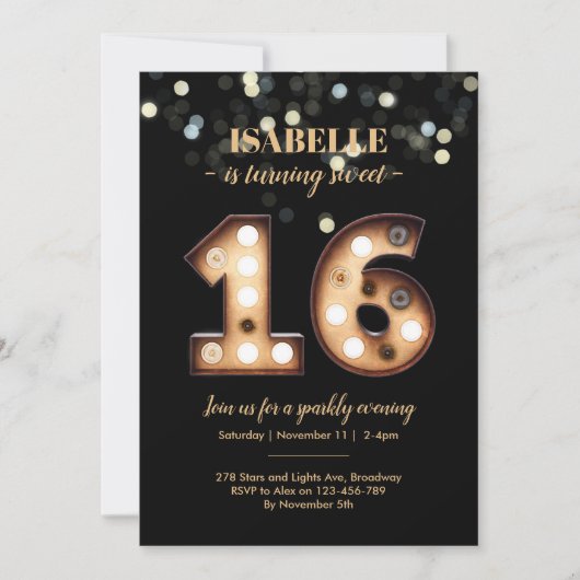 Adolescent Sweet 16e anniversaire invitation (Devant)