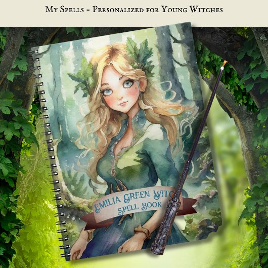 Adolescent Verte sorcière Spells Livre Grimoire
