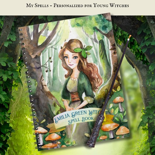 Adolescent Verte sorcière Spells Livre Grimoire