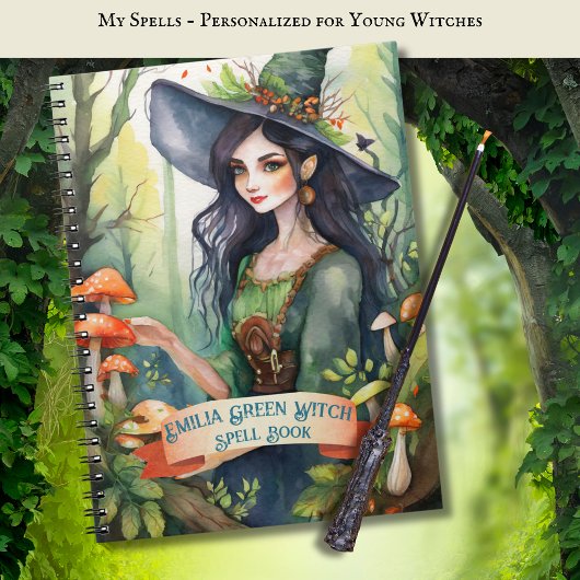 Adolescent Verte sorcière Spells Livre Grimoire