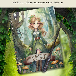Adolescent Verte sorcière Spells Livre Grimoire