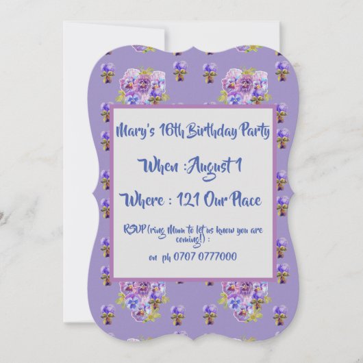 Adolescentes Filles pourpres Floral Invitation Ann (Devant)