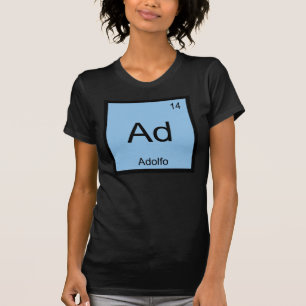 Adolfo Naam Chemie Periodiek Systeem T-shirt