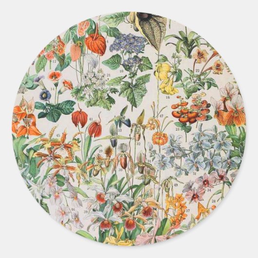 Adolphe Millot bloemen D Ronde Sticker (Voorkant)