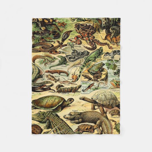 Adolphe Millot Reptiles 2 Fleece Blanket (Voorkant)