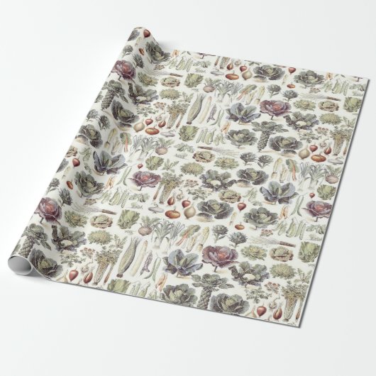 Adolphe Millot Vegetable Pattern Wrapping Paper Cadeaupapier (Uitgerold)