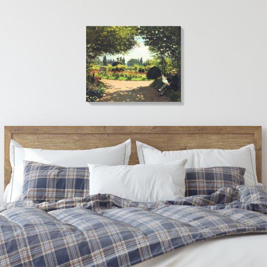 Adolphe Monet Reading in the Garden - Claude Monet Canvas Afdruk (Insitu (Slaapkamer))