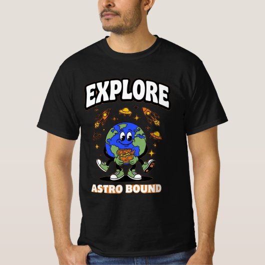 ADOM Explore Astro Bound Earth Kunst T-shirt (Voorkant)