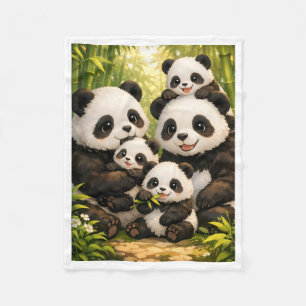 ADOM Grote Gelukkige Pandafamilie Dekbed Fleece Deken