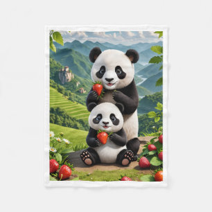 ADOM Knuffeldekentje met Panda Familie Fleece Deken