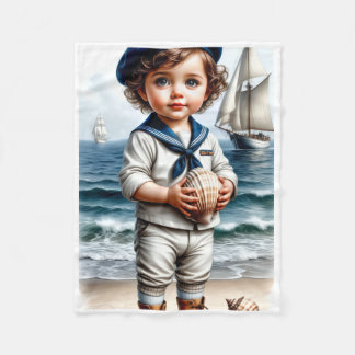 ADOM Little Sailor Kids Art Blanket Fleece Deken