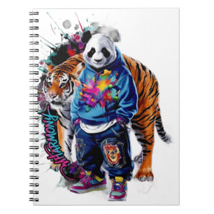 ADOM Premium Artistieke Panda & Tijger Grafisch No Notitieboek