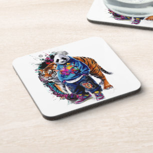 ADOM Premium Artistieke Panda & Tijger Grafische N Bier Onderzetter