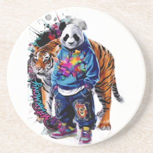 ADOM Premium Artistieke Panda & Tijger Grafische N Zandsteen Onderzetter