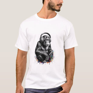 ADOM Premium "Music Gorilla" Minimalistische Lange T-shirt
