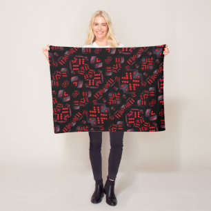 ADOM Rode Neon Cyber Dobbelsteen Dekbed Fleece Deken