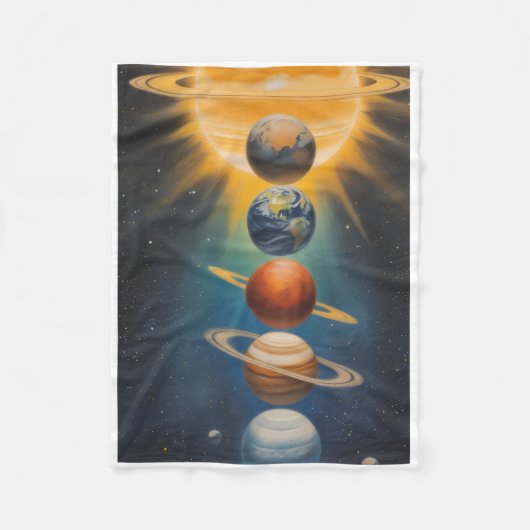ADOM Zonnestelsel Space Dekbed Fleece Deken (Voorkant)