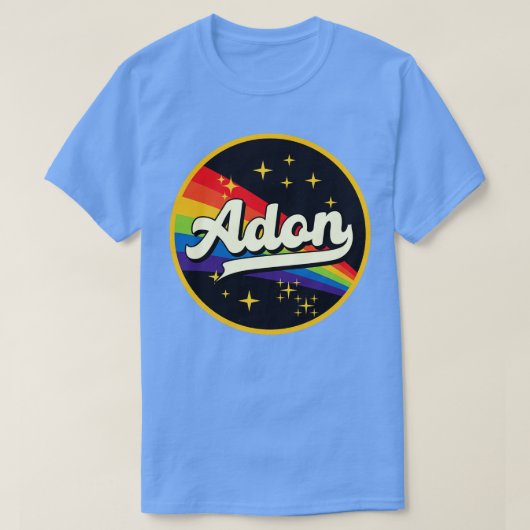 Adon regenboog in ruimte stijl t-shirt (Design voorkant)