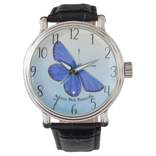 Adonis Blue Butterfly Waterverf Schilderen Groot Horloge