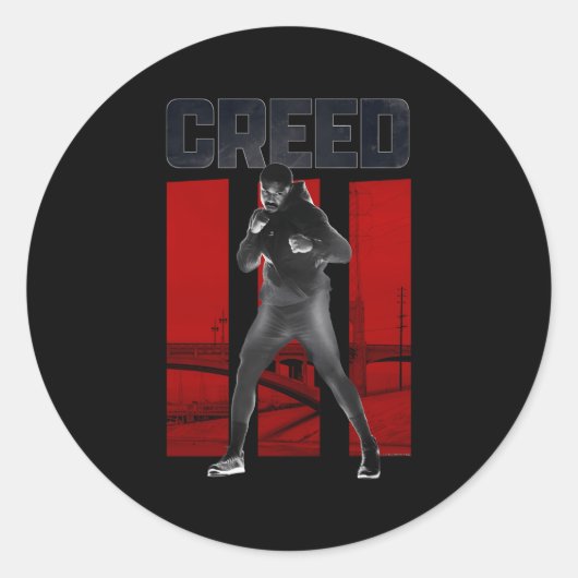 Adonis Creed Pose met III Rood Ronde Sticker (Voorkant)