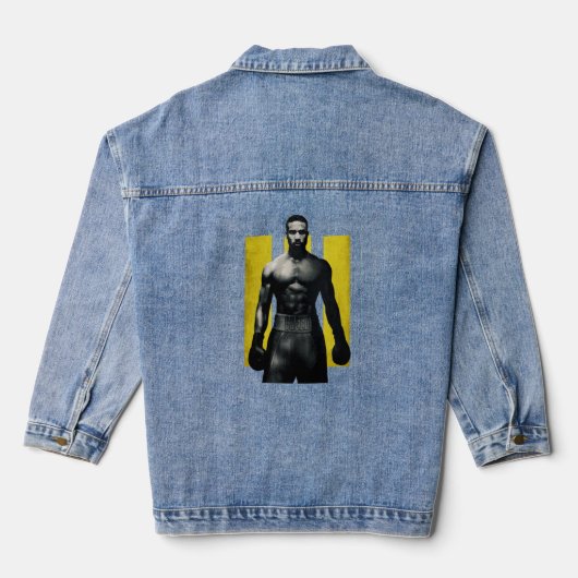 Adonis Creed pose, voorzijde III geel Denim Jacket (Achterkant)