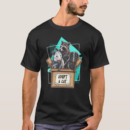 Adopt a Cat Raccoon Opossum Skunk Trash Pandas Str T-shirt (Voorkant)