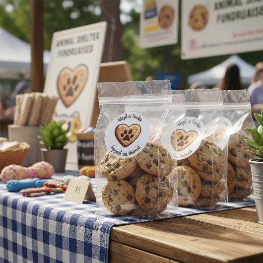 Adopt a Cookie Animal Rescue Bakery Sweet Treat Ronde Sticker