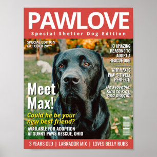 Adopt a Pet Custom Magazine Cover, Pet Portrait Poster