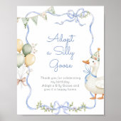 Adopt A Silly goose 1st Birthday Blue bow Poster (Devant)