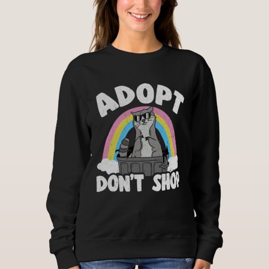 Adopt Don't Shop Rainbow Raccoon Trui (Voorkant)