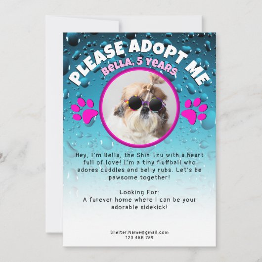 Adopt me dog custom 2 photo shelter animal rescue kaart (Voorkant)