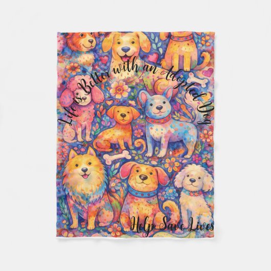 Adopted Dog Theme Fleece Blanket 30" x 40" (Voorkant)