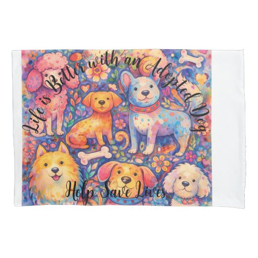 Adopted Dog Theme PillowCase - 20" X 30" Kussensloop (Voorkant)