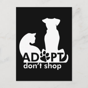 Adopteer Don't Shop Hondenkat Wit Briefkaart