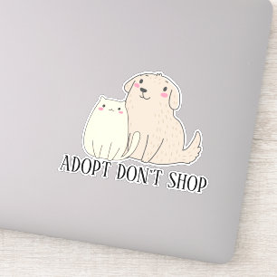 Adopteer Don't Shop Kat Hond Sticker