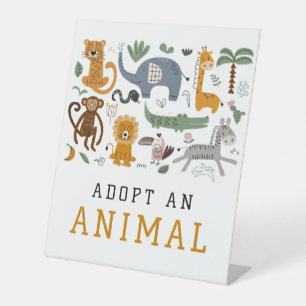 Adopteer een dier Twee wilde verjaardag Safari die Reclamebord Met Voetstuk