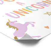 Adopteer een eenhoorn pastel regenboog meisje verj poster (Hoek)