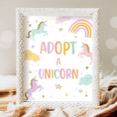 Adopteer een eenhoorn pastel regenboog meisje verj poster