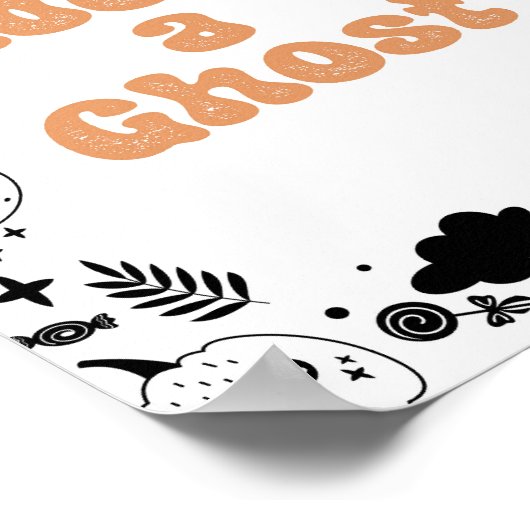 Adopteer een Ghost Oranje Ghost Halloween Verjaard Poster (Hoek)