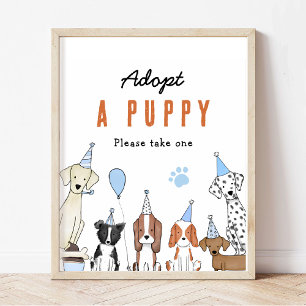 Adopteer een puppy Pawty Dog Verjaardagsfeestje Ta Poster