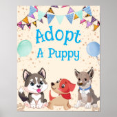 Adopteer een puppy verjaardagsfeestje teken poster (Voorkant)
