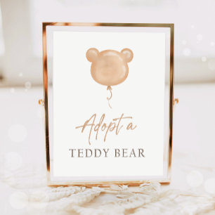 Adopteer een teddybeer ballon boho adoptie verjaar poster