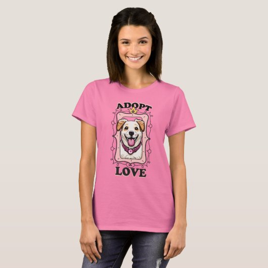 Adopteer liefde (adopteer een hond) t-shirt (Voorkant volledig)
