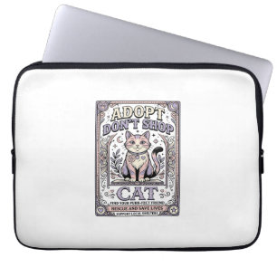 Adopteer Niet Winkelen Kat Kat Reddingsadoptie Vin Laptop Sleeve