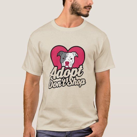 Adopteer niet winkelen t-shirt (Voorkant)