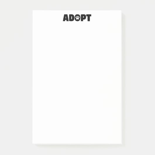 Adopter l'Empreinte de patte Secourt 4 x 6 Post-it (Devant)
