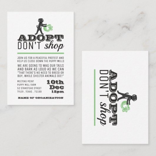 Adopter Ne pas Acheter, Invitation de point de réu (Devant / Derrière)